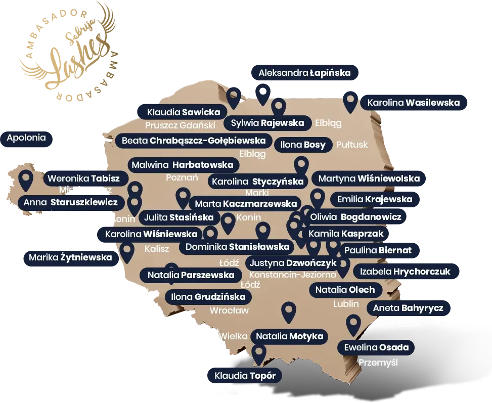 Mapa ambasadorki marki Sabrija Lashes